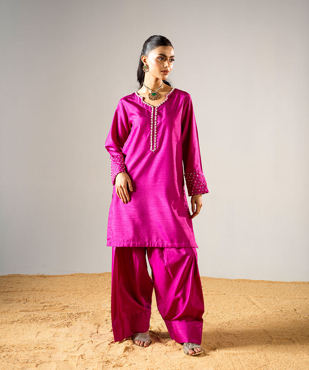 Zarqash By Kross Kulture Stitched 2PC - Raw Silk Suit Suit-0001857-XSM-MGA