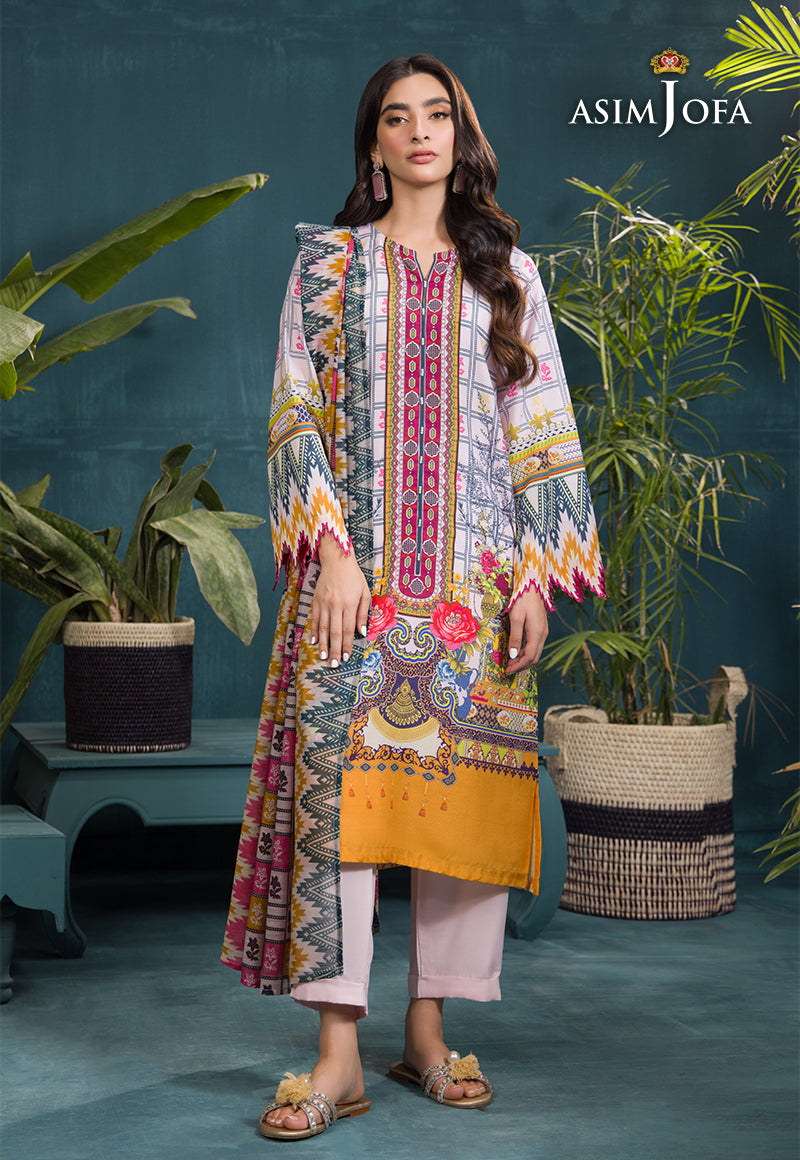 Asim Jofa Gul Rung Pret Collection Ajgr-10 Printed Swiss Lawn 3 Pcs