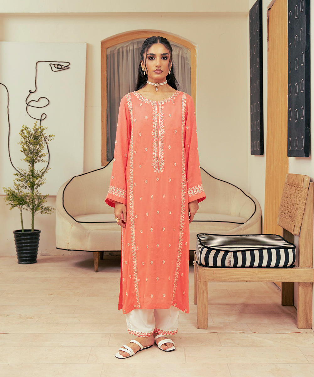Vasl Pre Winter By Kross Kulture Stitched 2PC - Embroidered Self Textured Suit Suit-0001715-SML-CRL