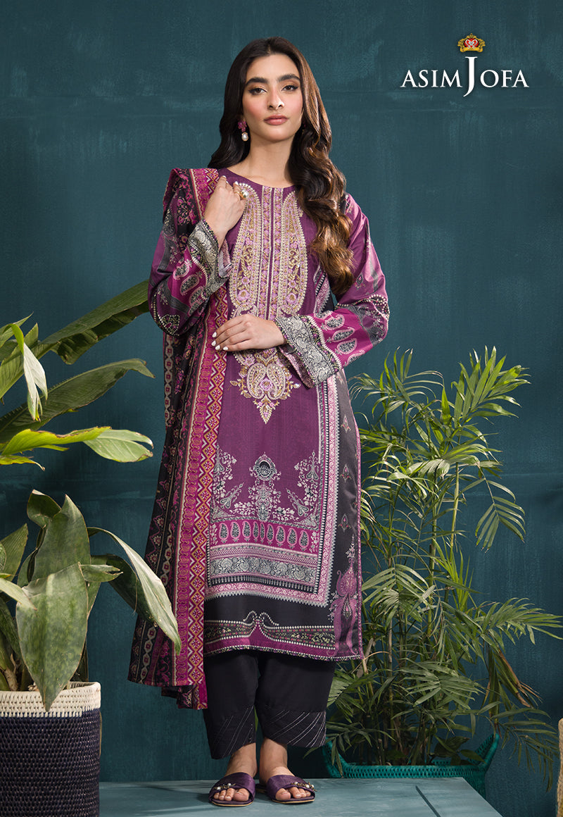 Asim Jofa Gul Rung Pret Collection Ajgr-16 Embroidered Swiss Lawn 3 Pcs