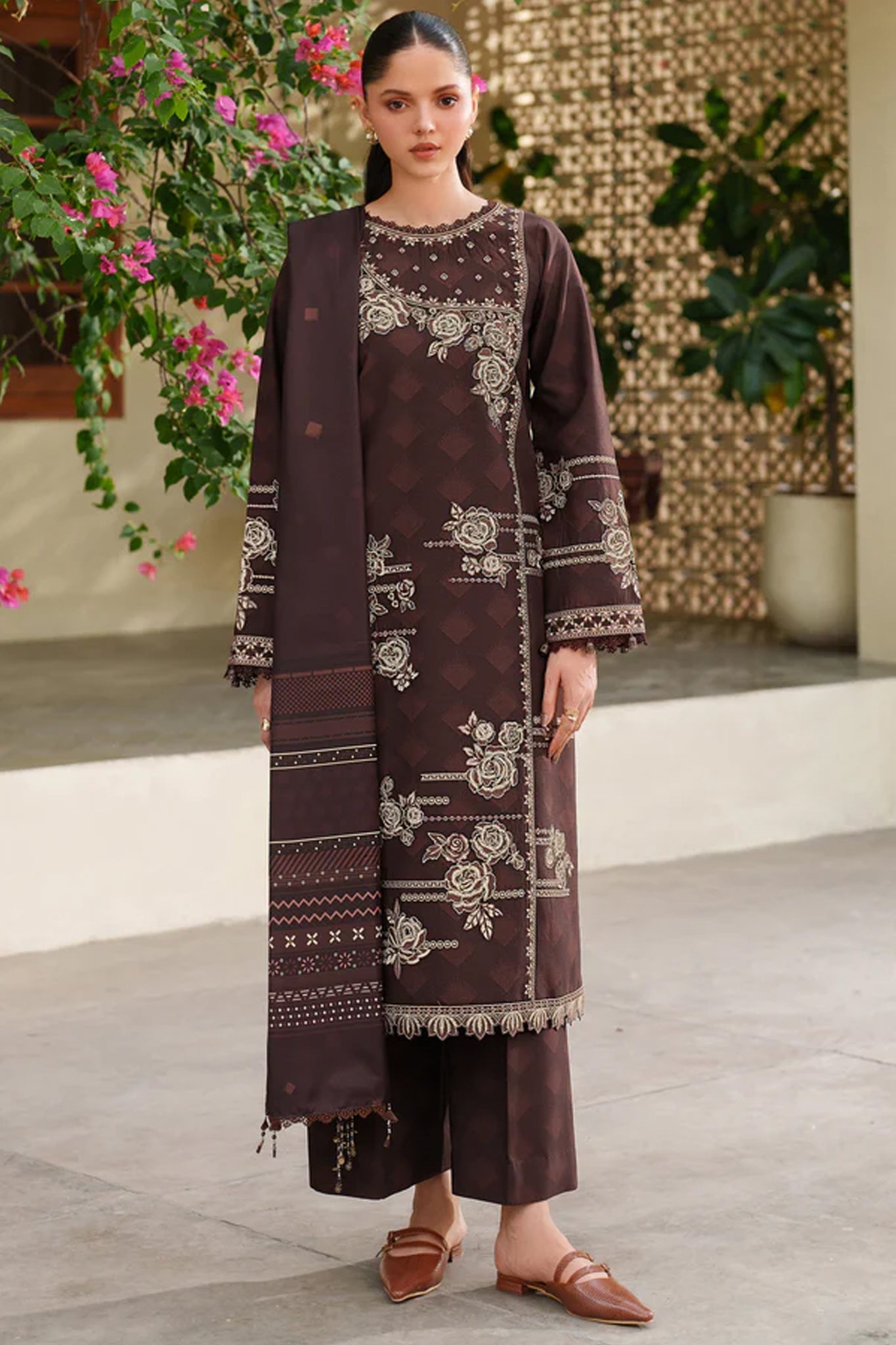 Meline By Farasha Unstitched 3 Piece Premium Viscose Collection'2025-09-Autumn Rose