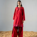 Zarqash By Kross Kulture Stitched 2PC - Raw Silk Suit Suit-0001861-XSM-RED