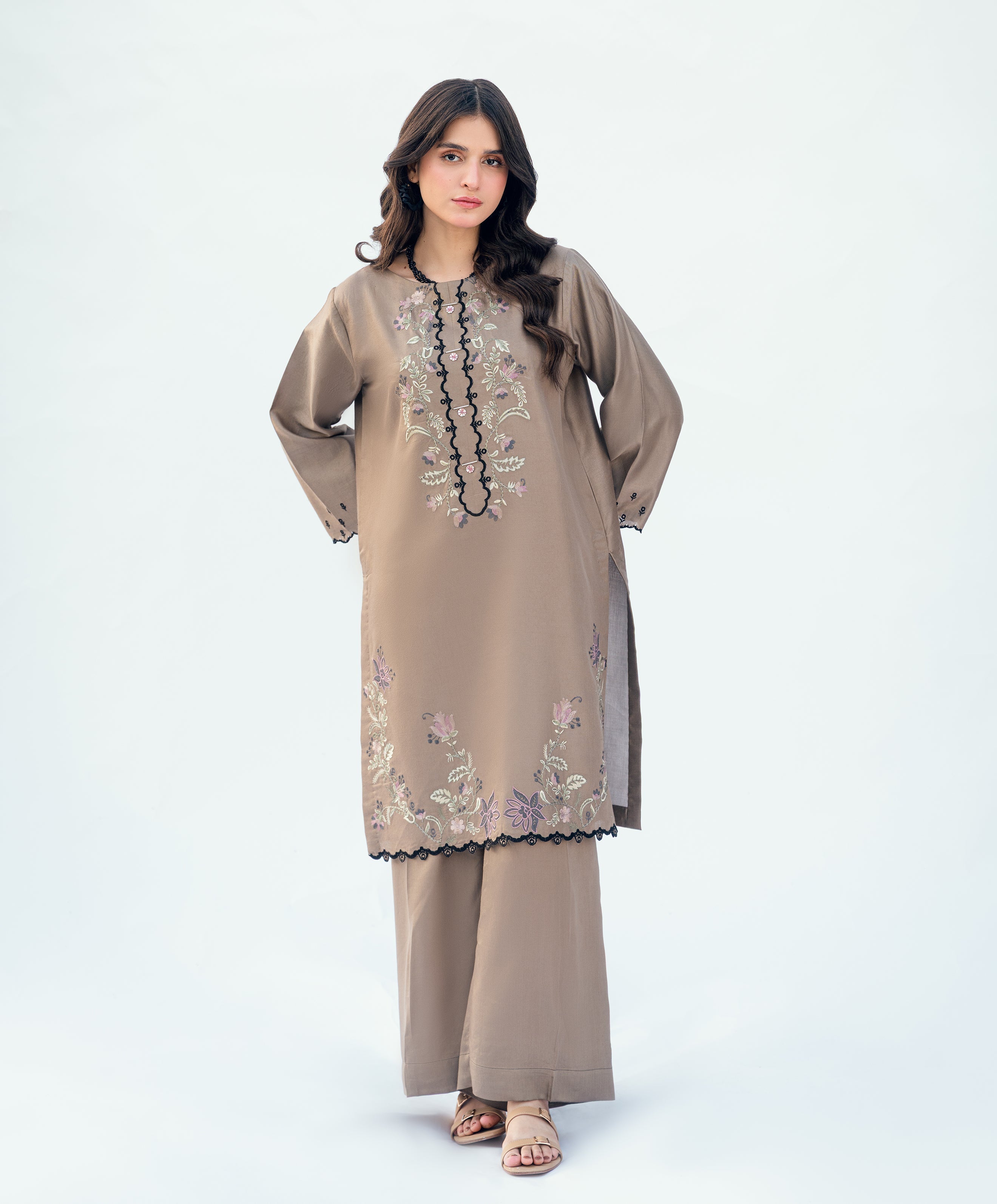 Winter Tales By Kaanthaa Stitched 2 Piece Winter Suit-Muted Garden | 2 pc Stitched