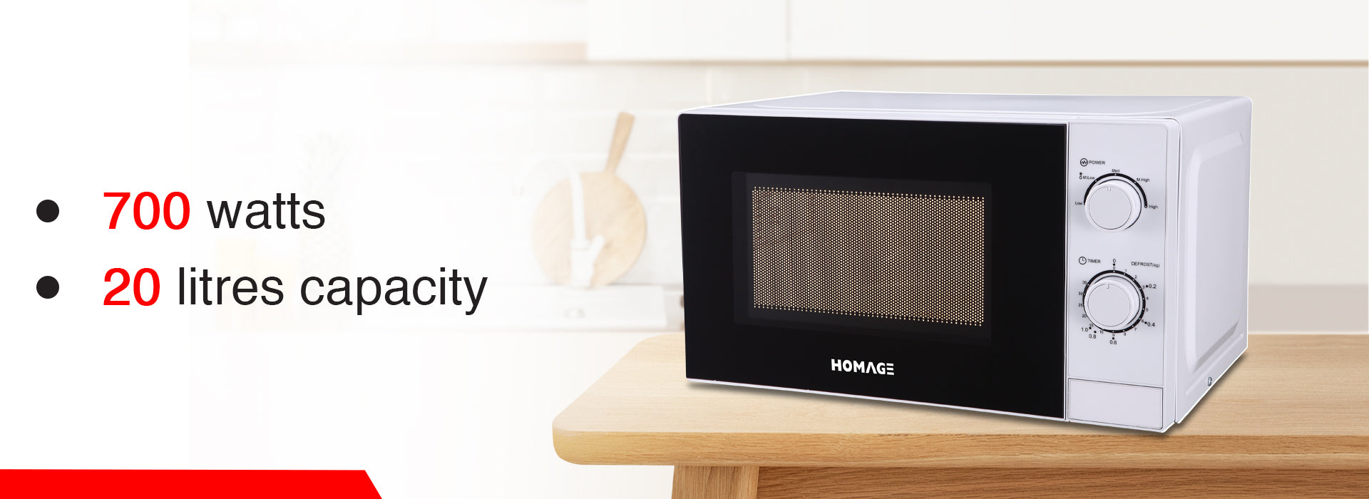 Homage Microwave Oven (HMSO-2017W) - 20 Liters - Snapcart.pk