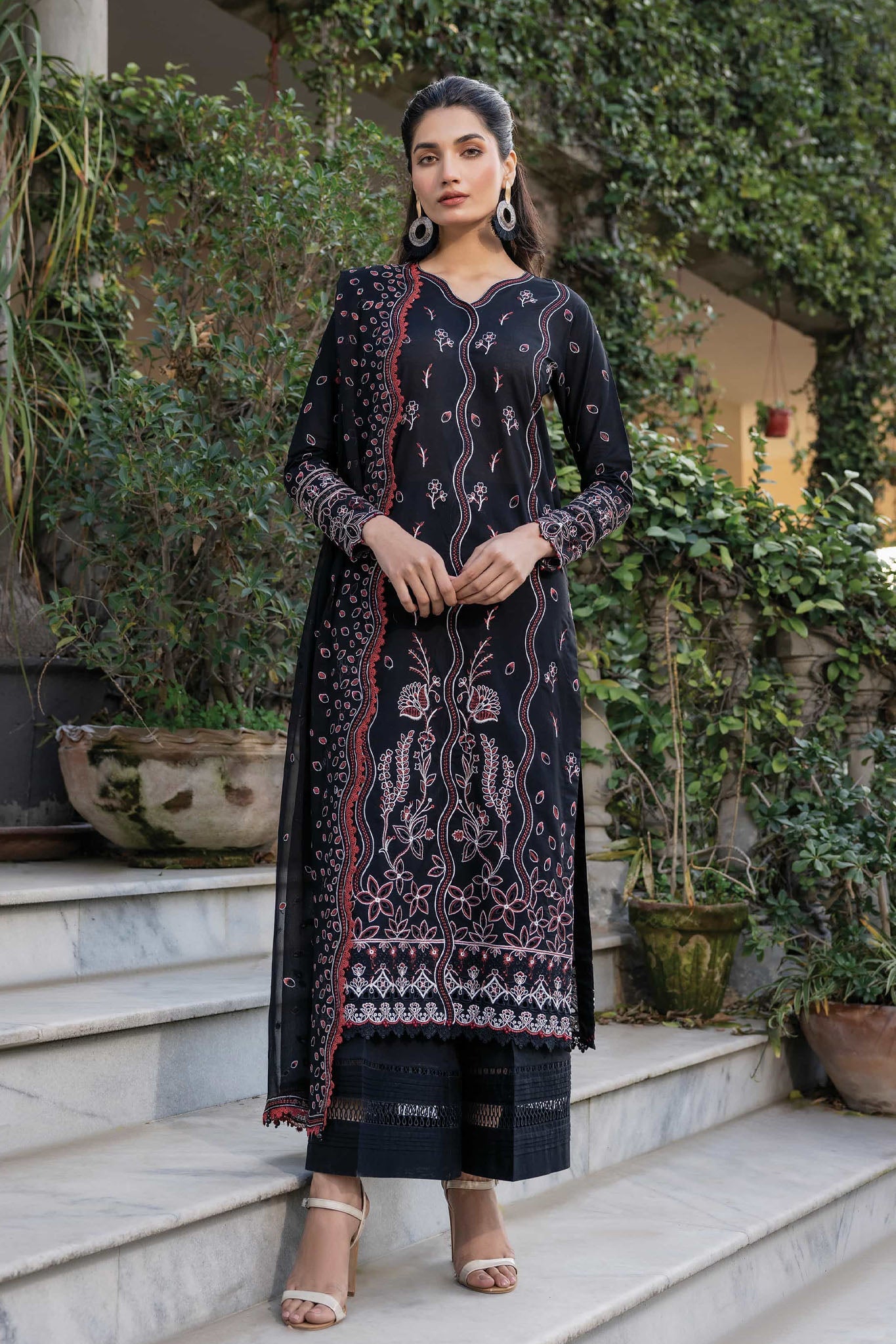 Bahar By Farasha Unstitched 3 Piece Emb Lawn Edit-II Collection-10-Black Rose