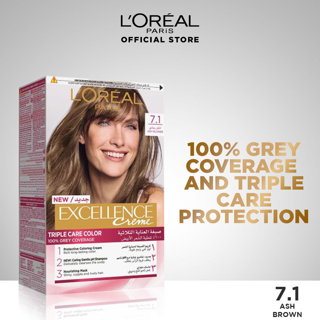 L'Oreal Paris Excellence Creme Hair Colour #7.1 Ash Blonde Hair Color