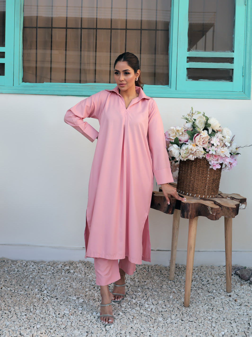 Tng By Md Solid Co Ords Collection-Saya  (Soft Pink)