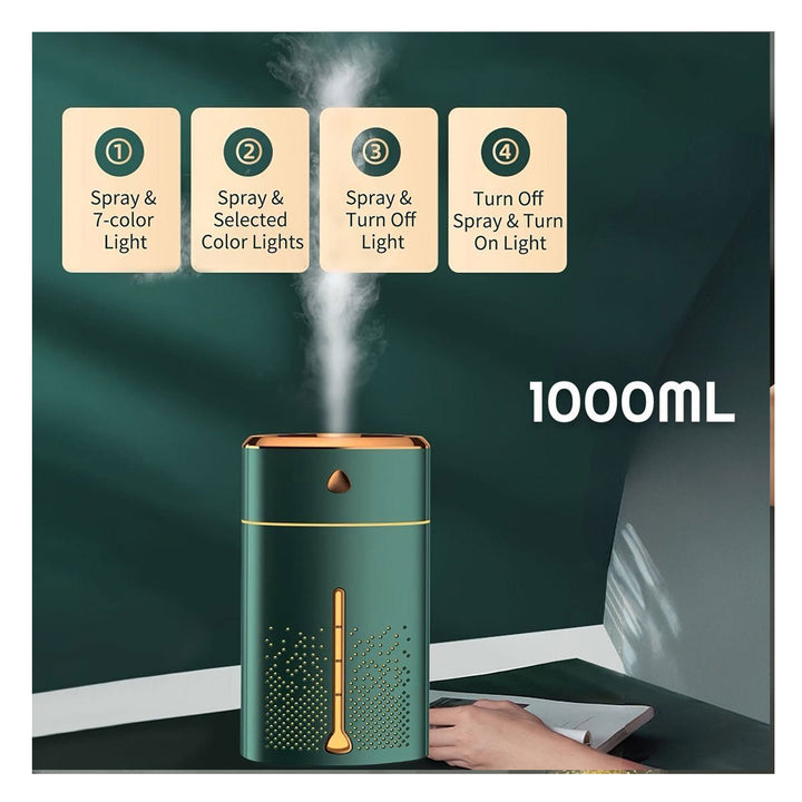 1000ML Desktop Mist Diffuser Wuit Cool Night Lights Humidifier (Mix/Random color) - My Store