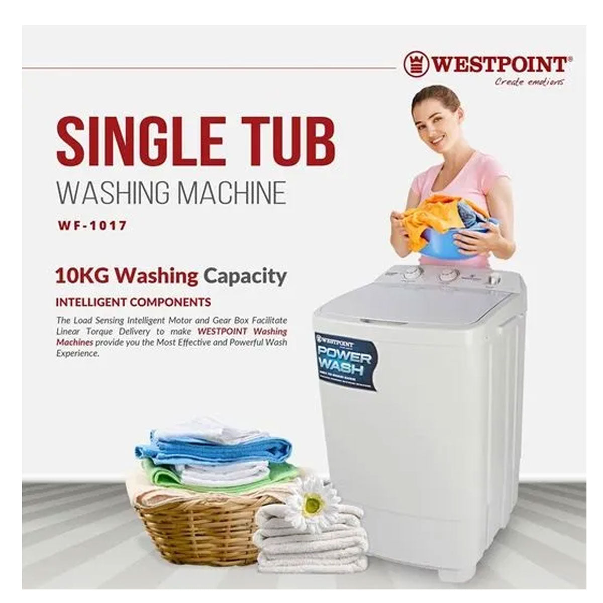 WestPoint Single Tub Washing Machine 10kg – Model WF-1017 - My Store
