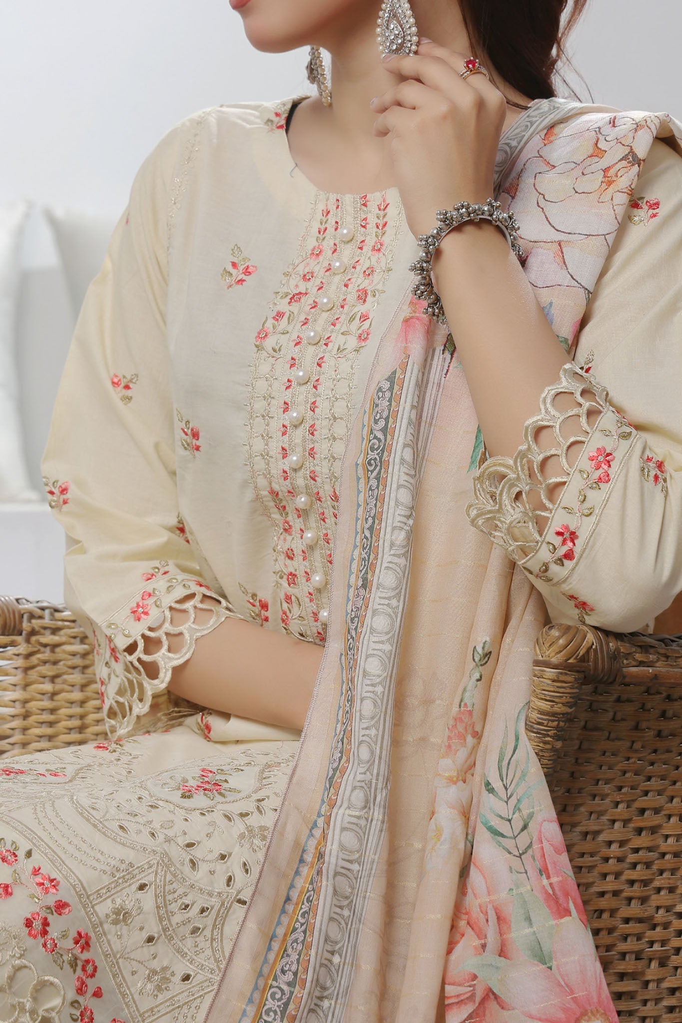 Aizal Stitched 3 Piece Embroidered Fancy Collection'2025-AE-106-Skin