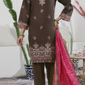 Aizal Stitched 3 Piece Embroidered Fancy Collection'2025-AE-107-Brown