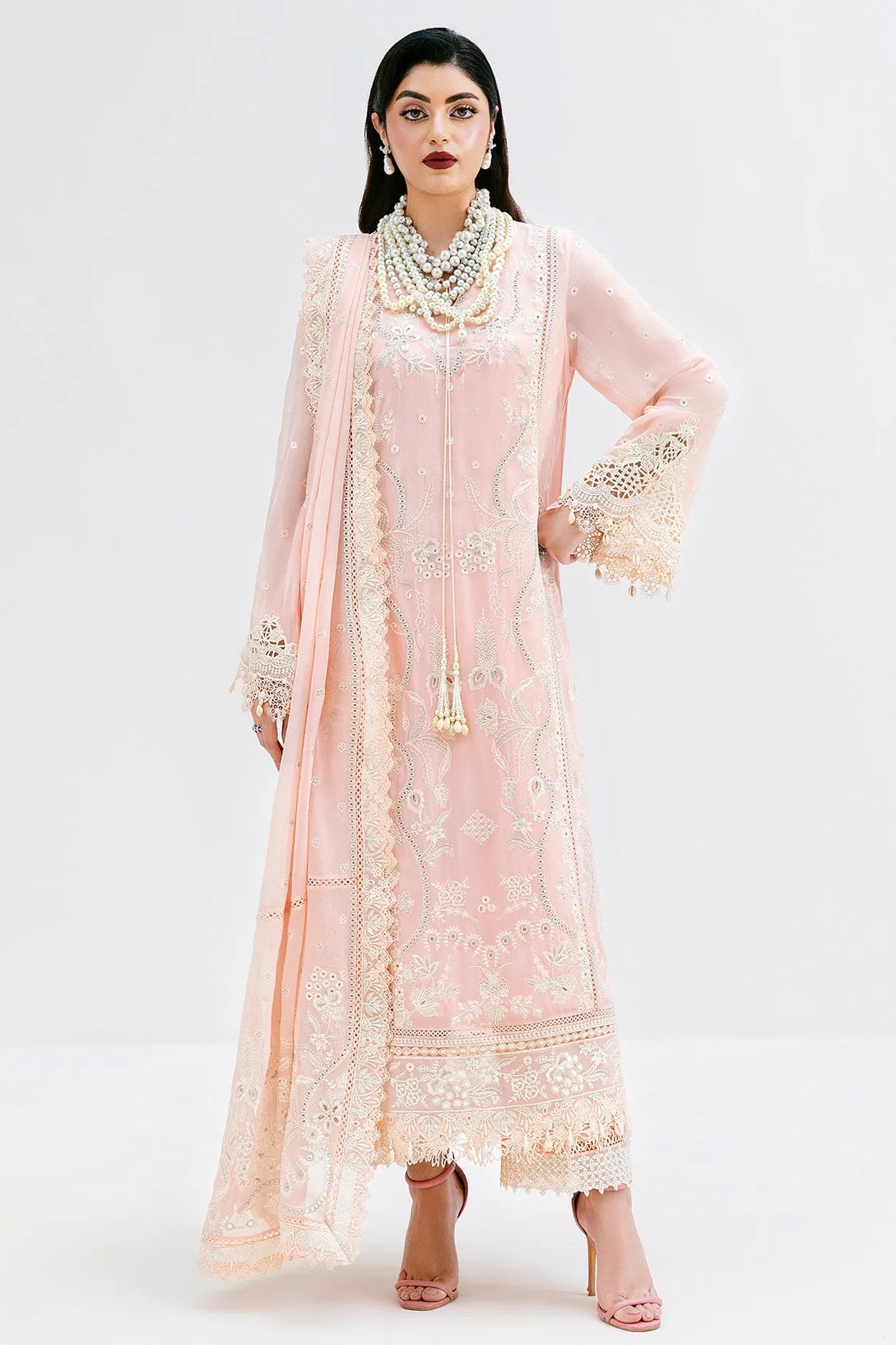 Luxe By Imrozia Serene Unstitched 3 Piece Luxury Formals Suit-S-1088-Blush