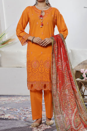 Aizal Stitched 3 Piece Embroidered Fancy Collection'2025-AE-108-Orange