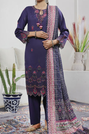 Aizal Stitched 3 Piece Embroidered Fancy Collection'2025-AE-109-Purple