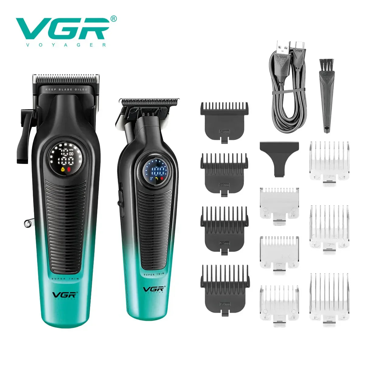 VGR-Hair Trimmer Professional Trimmers Barber Cordless Clippers Electric Hair Cut Machine LED Hair Trimmer for Men V-996 V-196