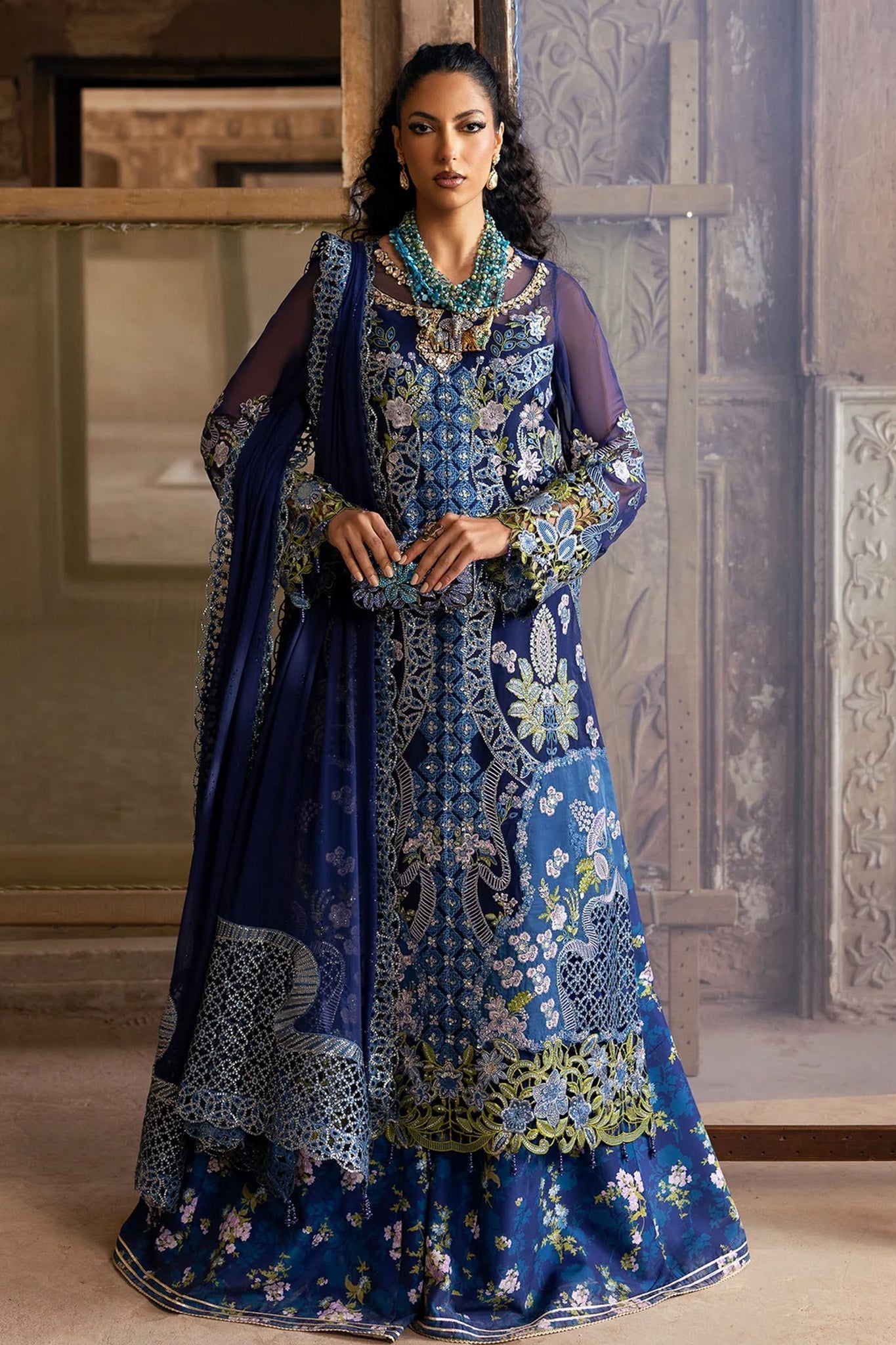 Sardinia Unstitched 3 Piece Luxury Chiffon Edit Suit-1105-Maya