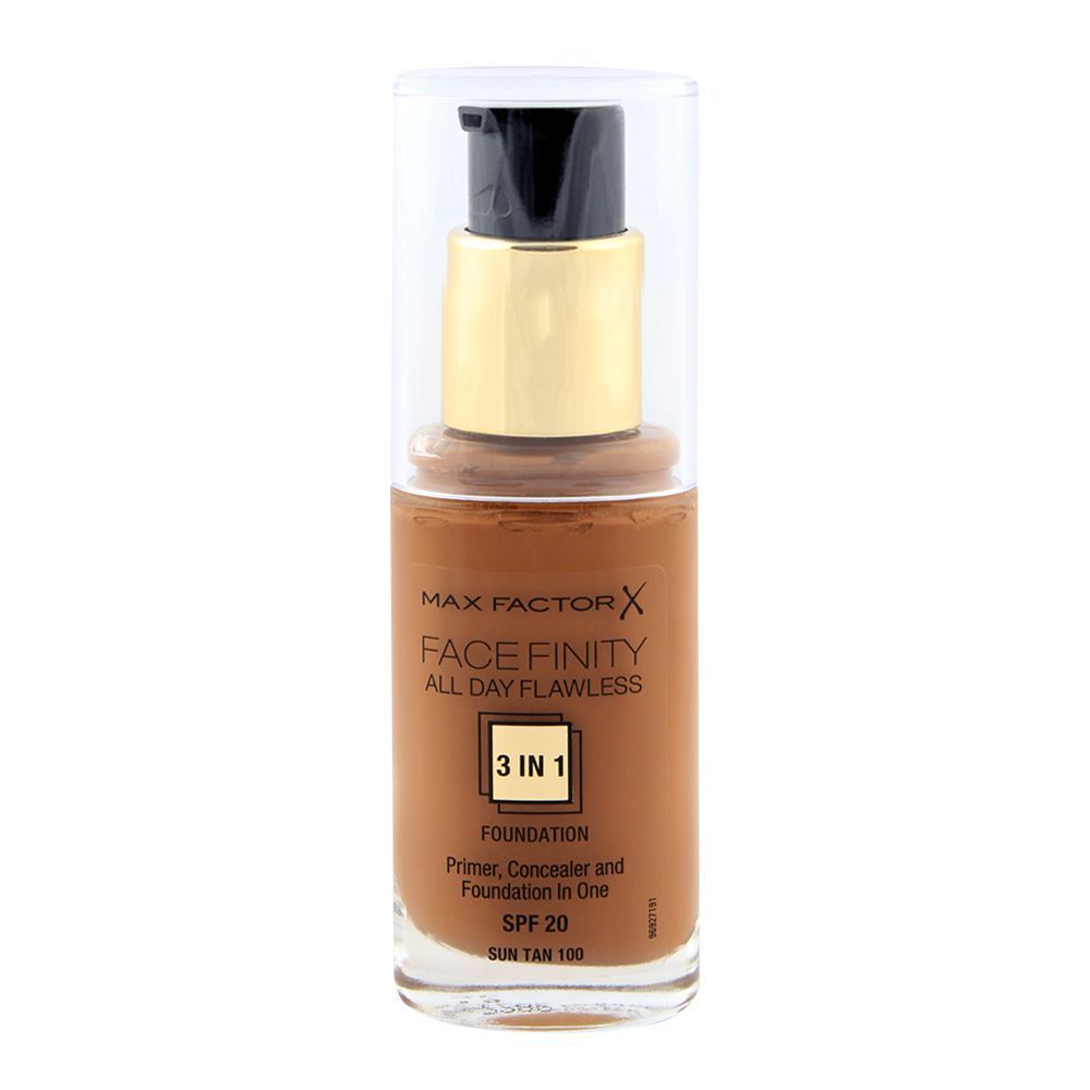 Max Factor Facefinity All Day Flawless Liquid Foundation 3In1 - 100 Sun Tan 30Ml