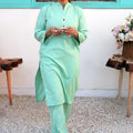 Tng By Md Solid Co Ords Collection-Haniya  (Aqua Marine/Collar)