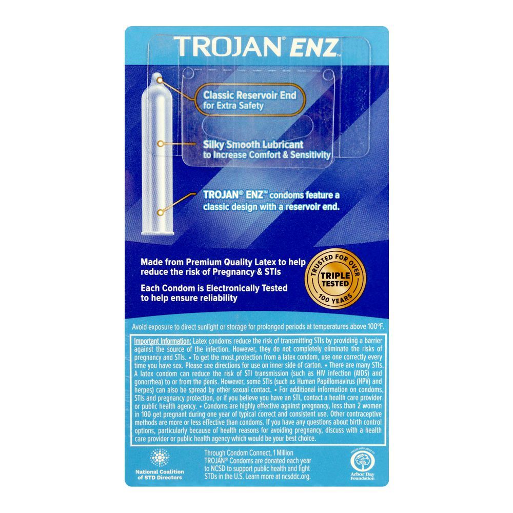 Trojan - Condom Enz Classic Reservoir End - 12S