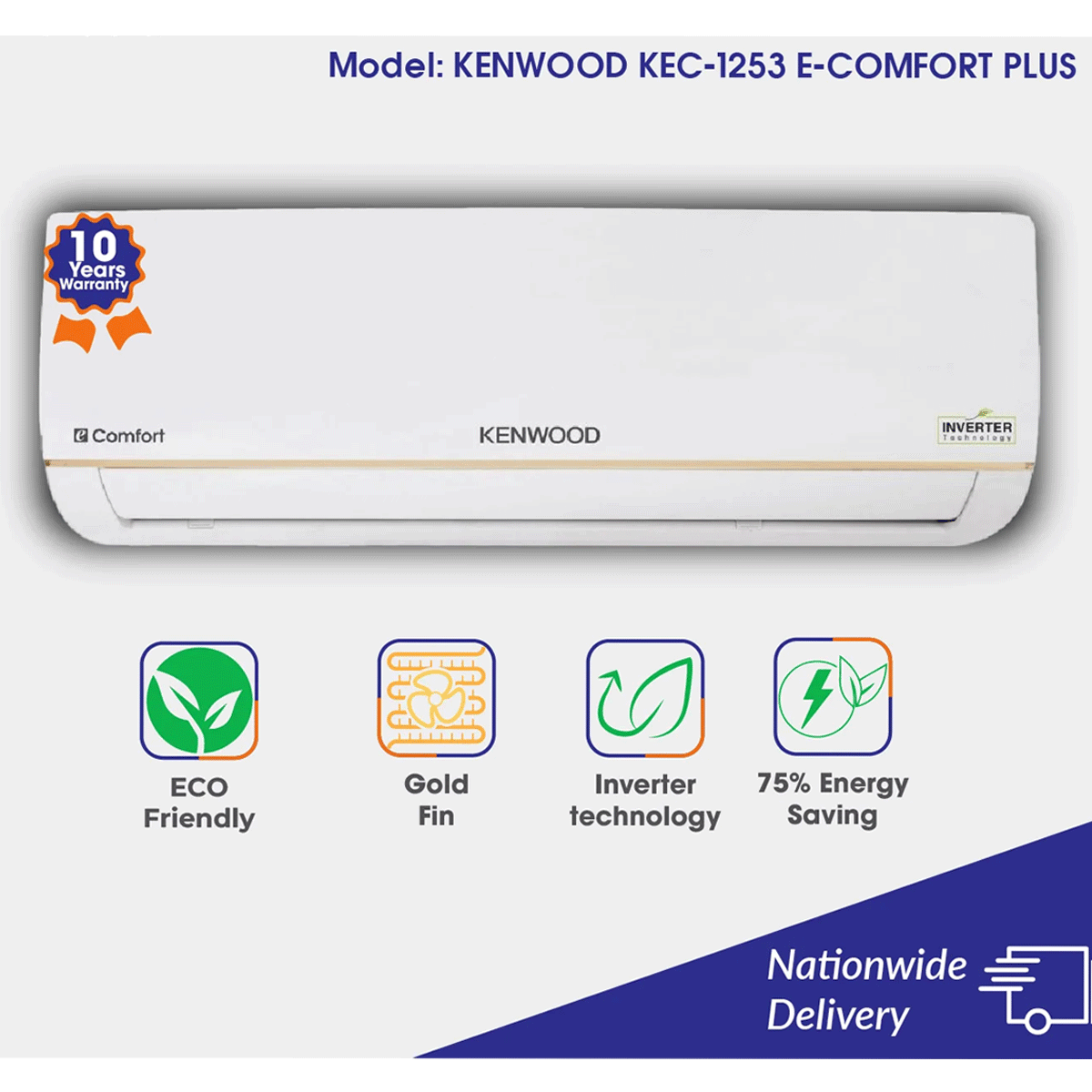 KENWOOD 1 Ton eComfort Plus Inverter KEC-1253S - 75% Energy Saving - Heat and Cool