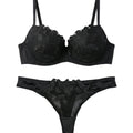 Padded Bra Set - Sapphire Bloom - Black