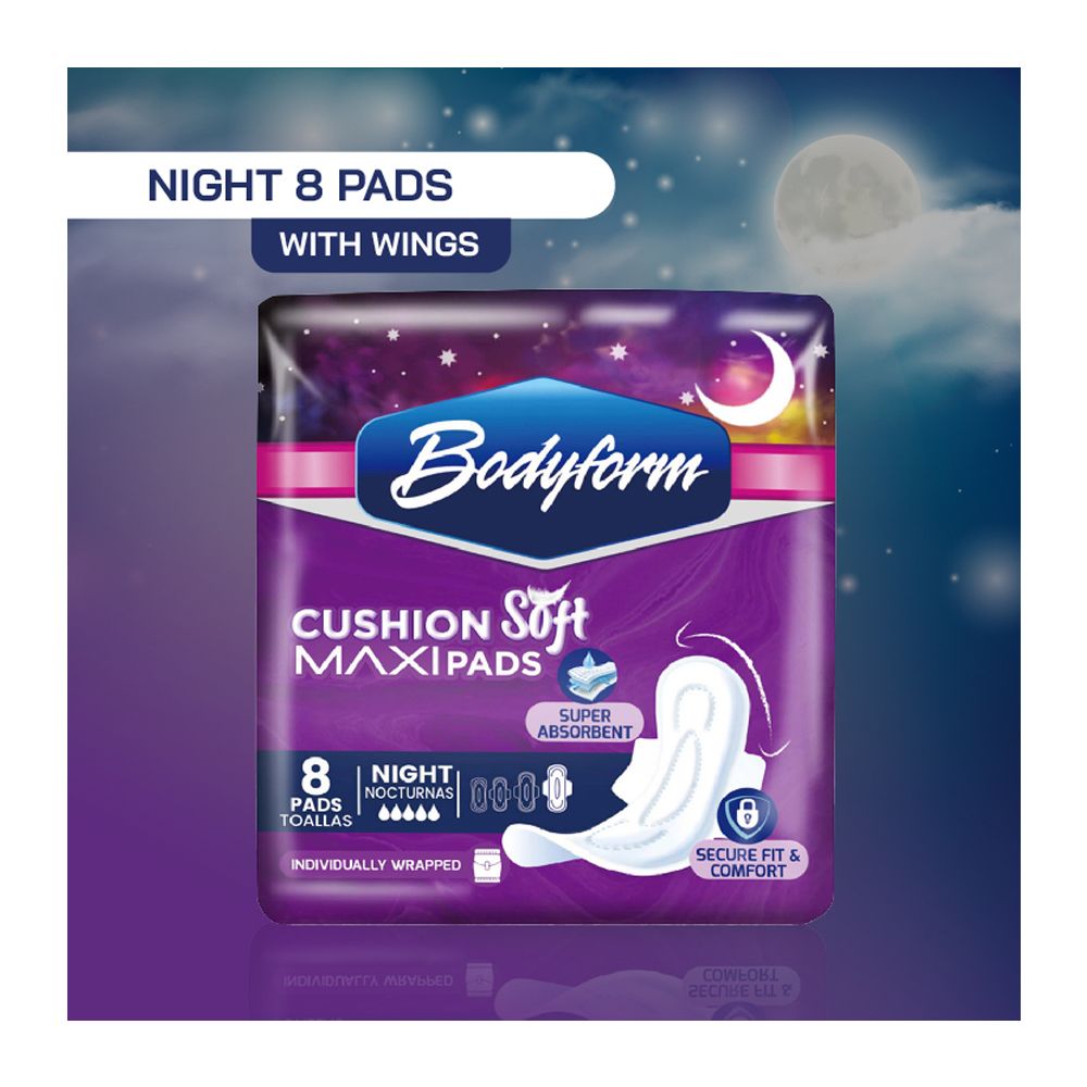 Bodyform Cushion Soft Maxi Overnight with Wings B's pack