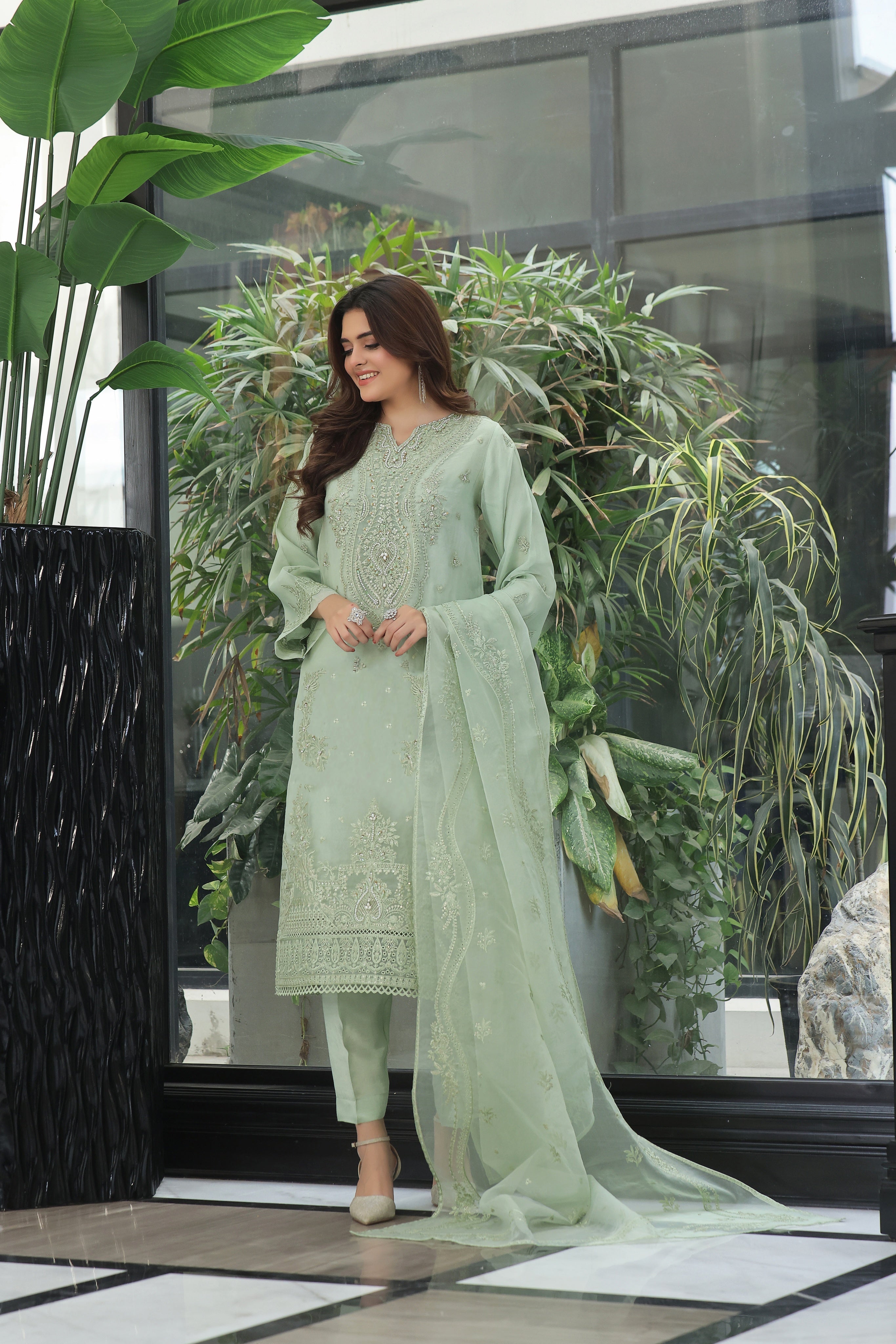 Dressline Neva Stitched 3 Piece Emb Luxury Organza Collection