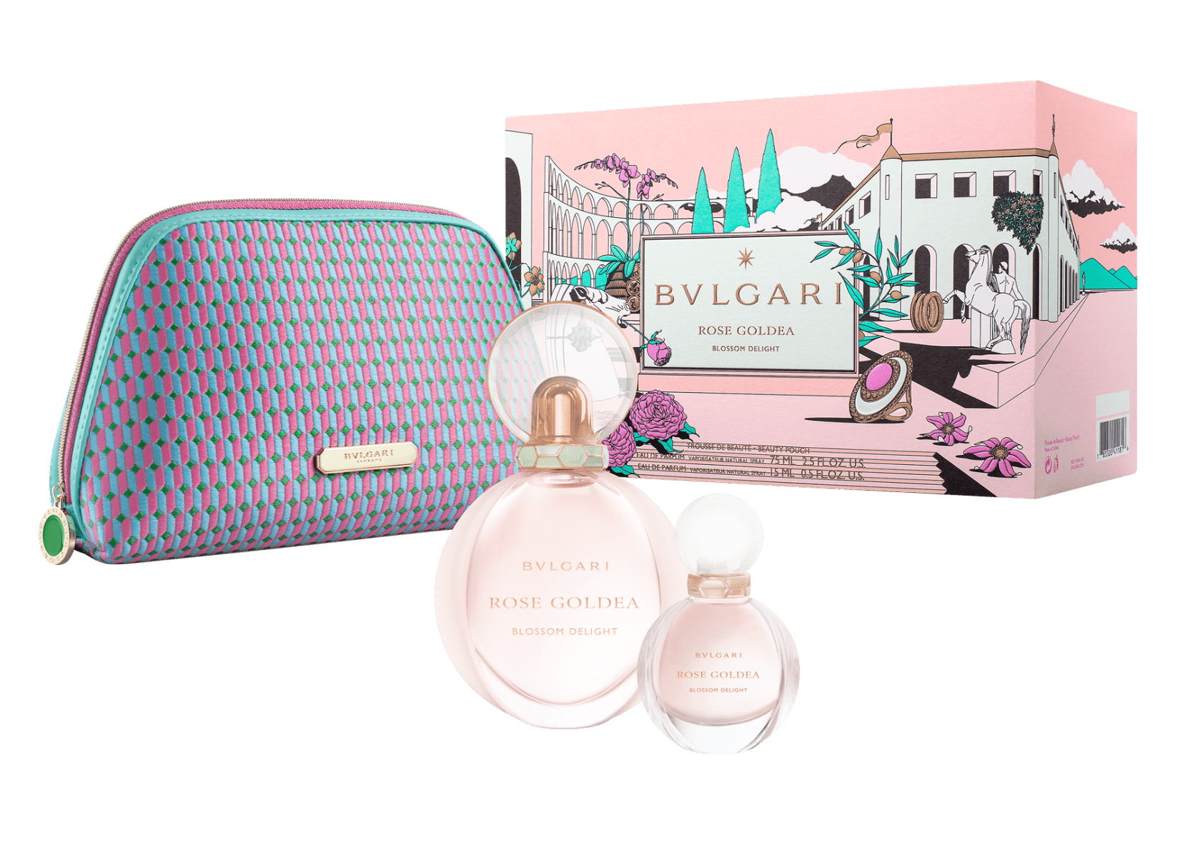 Bvlgari Rose Goldea Blossom Delight Parfum, 75 ml+15ml + Beauty Pouch(Soft Box) Gift Set-Gift Set