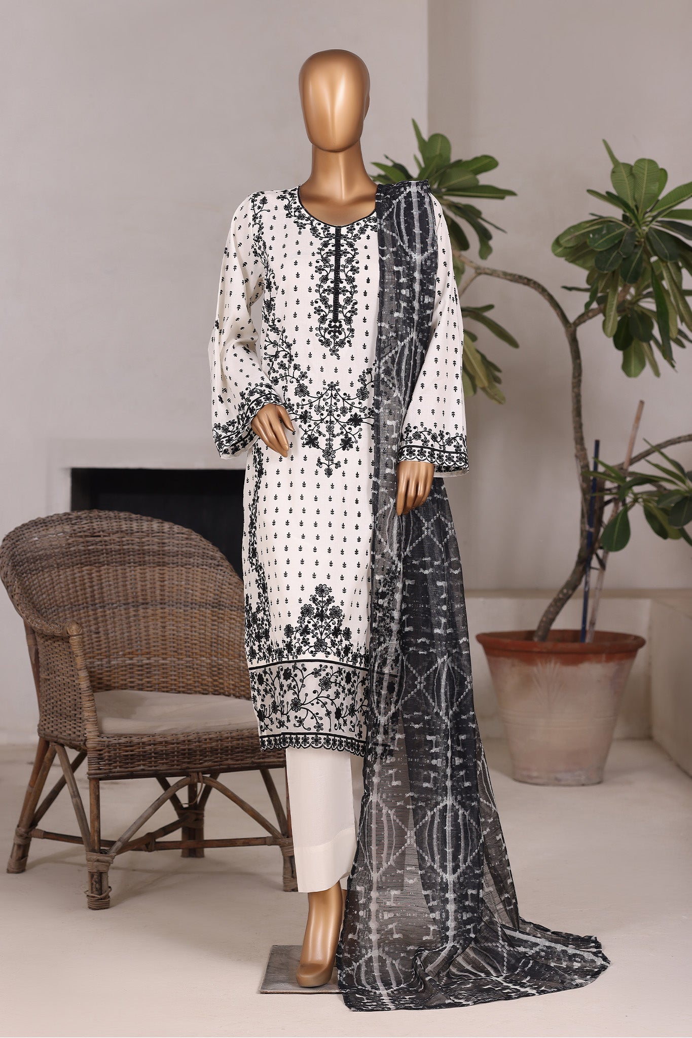 Khombi Stitched 3 Piece Luxury Cotton Suit-134-IC-Ithan Black Arrow