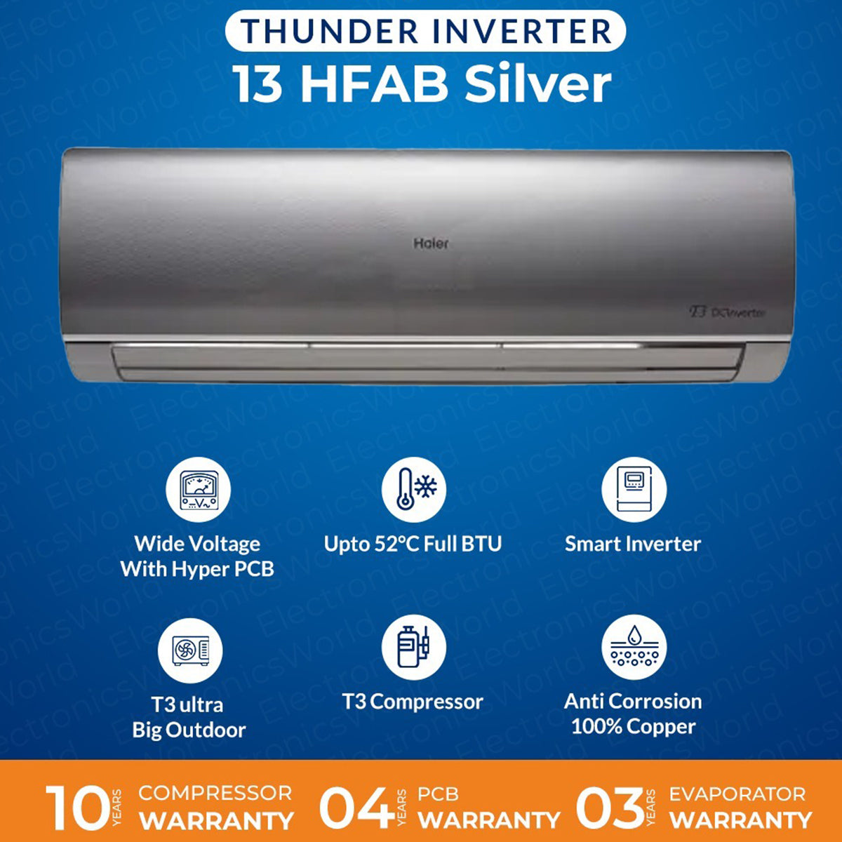 Haier Inverter AC | Model 13HFAB-G 1 Ton Thunder T3 Series DC Inverter | Heat And Cool | Latest Model with T3 Ultra Big Size Outdoor