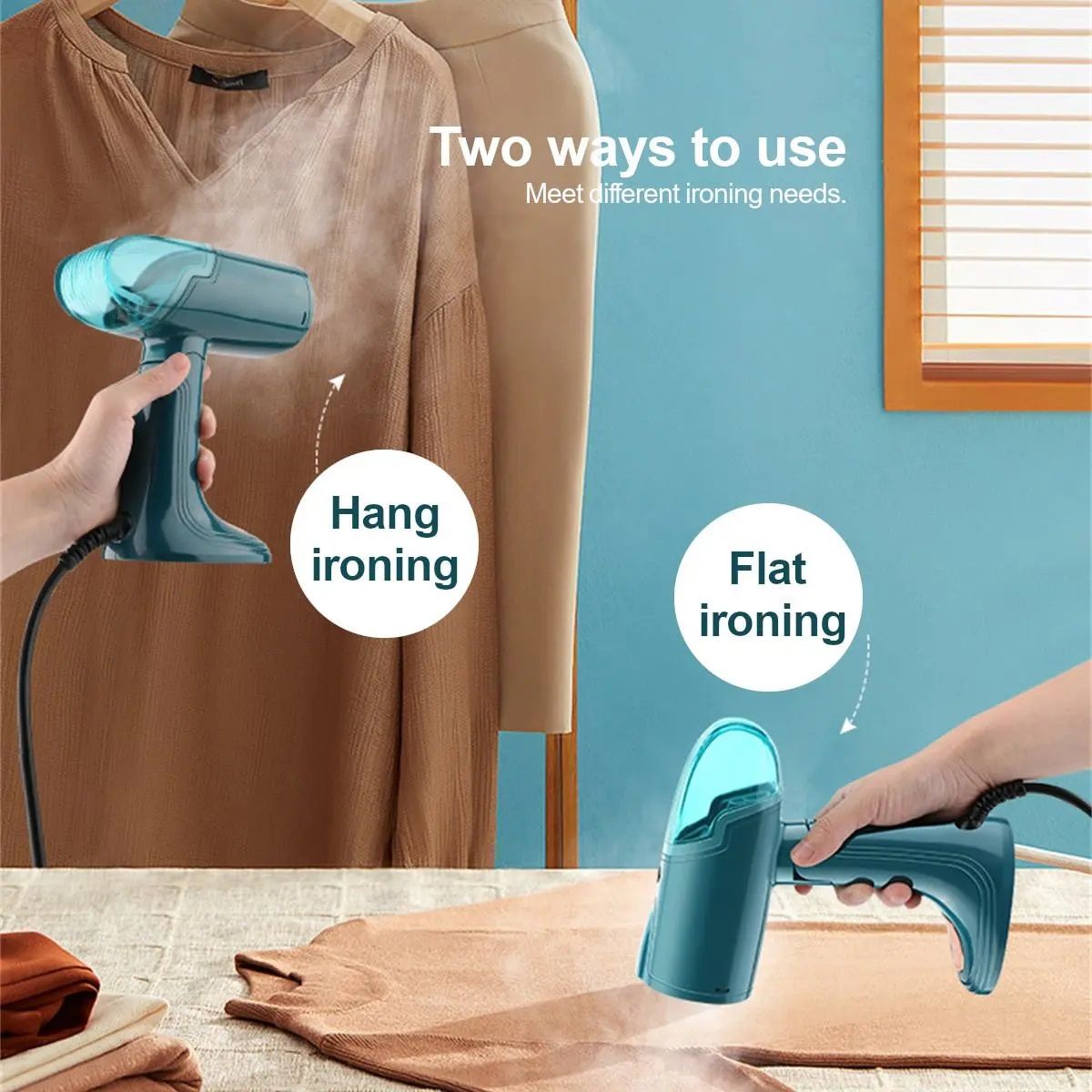 Handheld Garment Steamer 120ml Portable Electric Iron Steamer Garment Handheld Household Fabric Steam Iron for Clothes 1500W - My Store