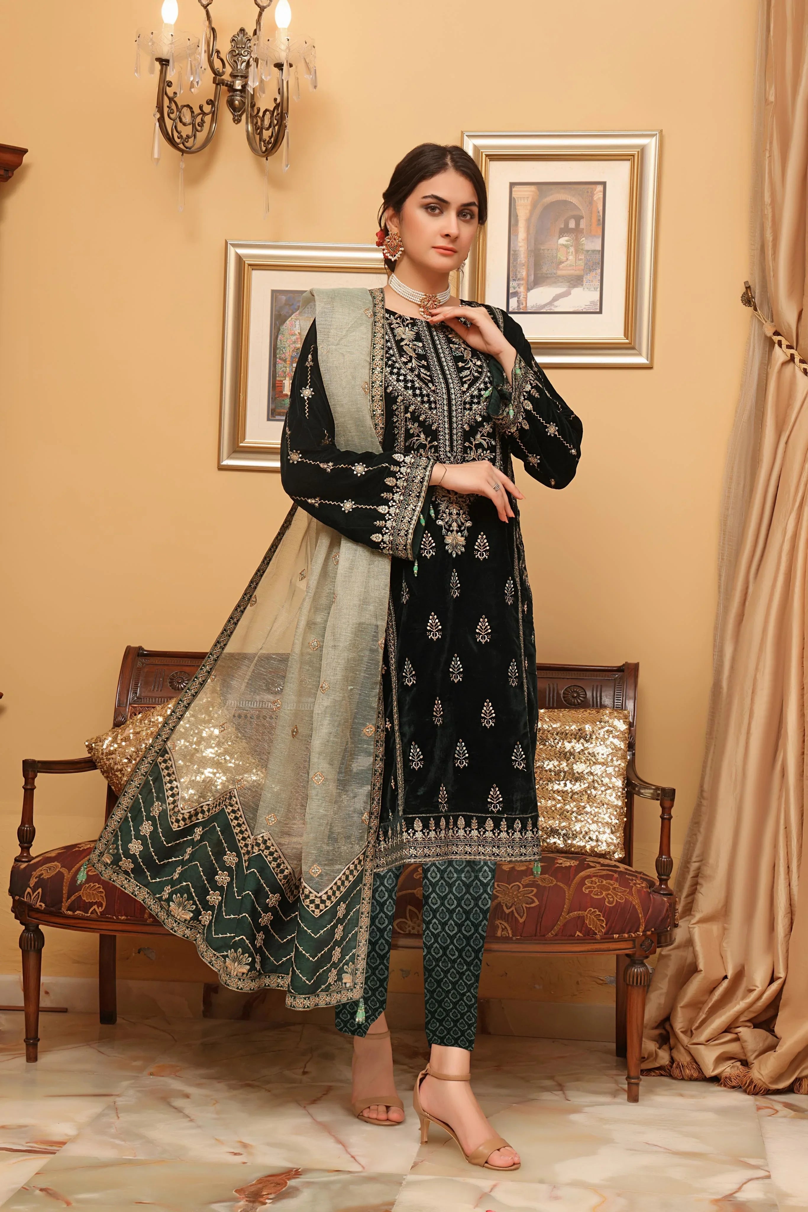 Dressline Unstitched 3 Pc Emb Luxury Velvet Collection