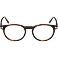 Tom Ford TF 5823‑H‑B 052 Dark Havana Acetate Round Eyeglasses with Clip‑On – 50□20 / 145
