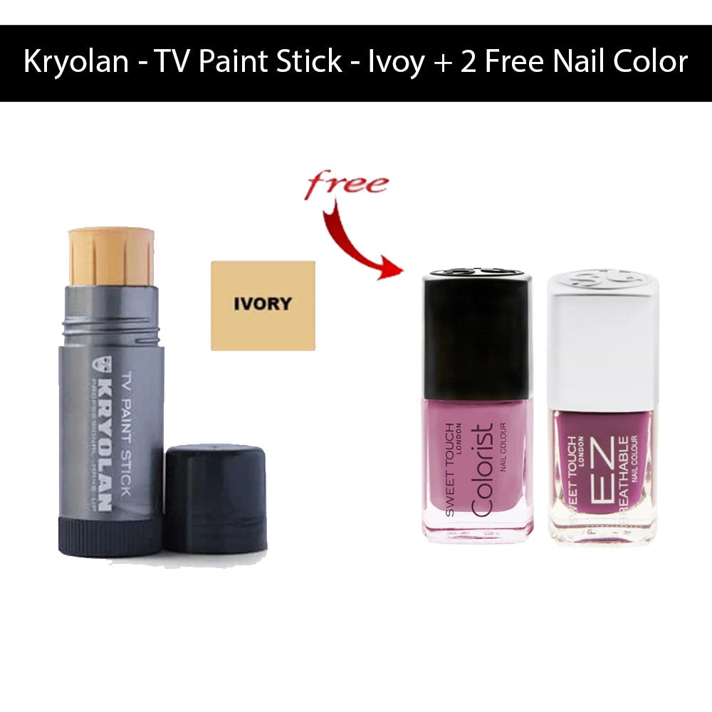 Kryolan - TV Paint Stick - Ivory + 2 Free Nail Color