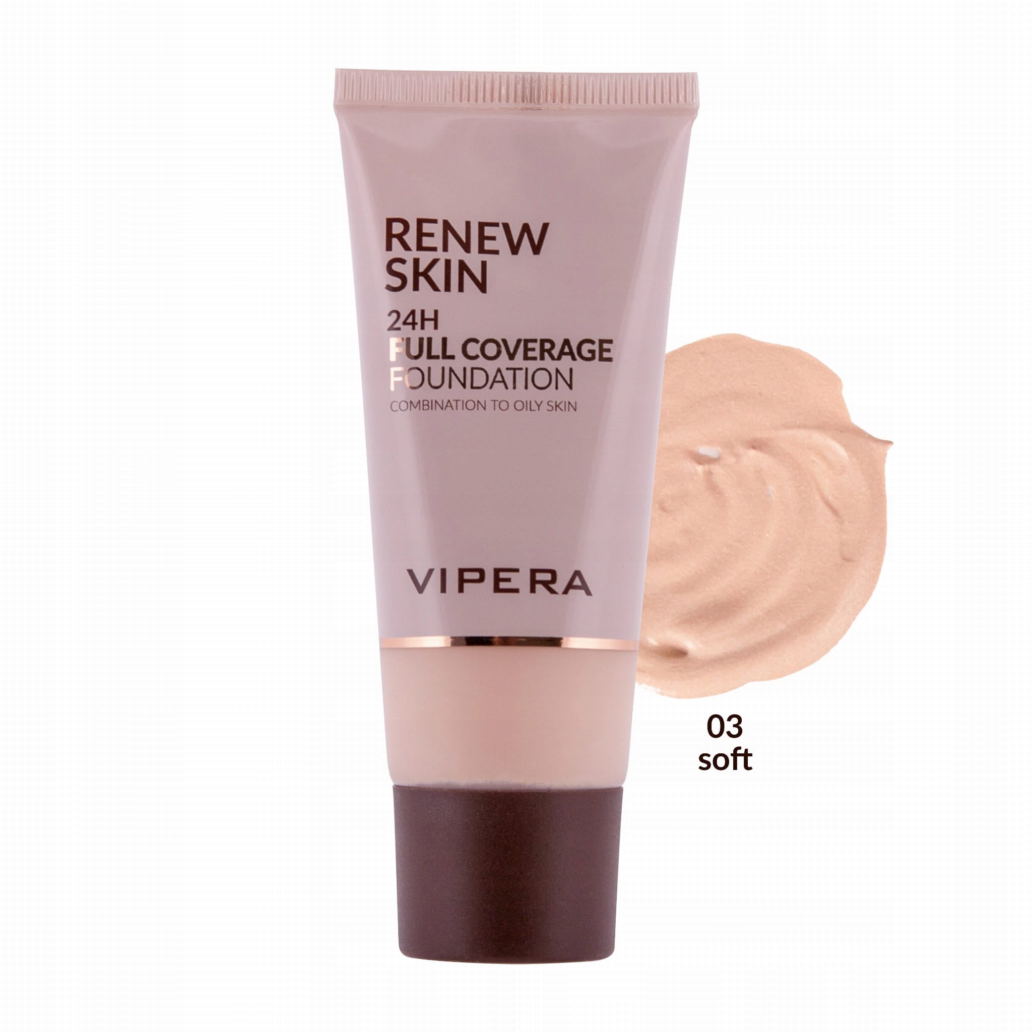 Vipera Renew Skin Full Coverage Foundation Oily And Combination Skin - 03 Soft