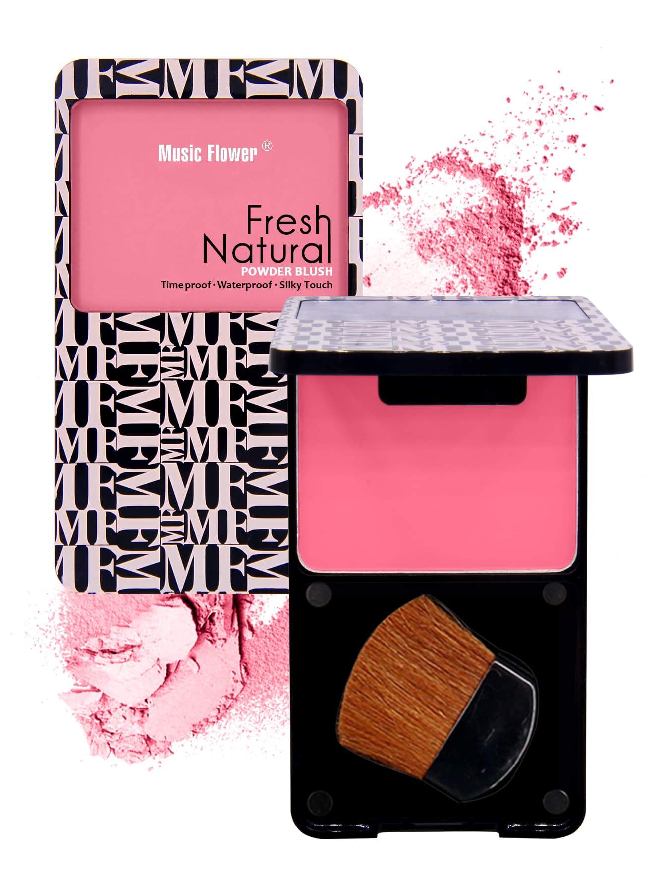 Shein- Long-wearing Powder Blush With Brush 02 Peach Pink