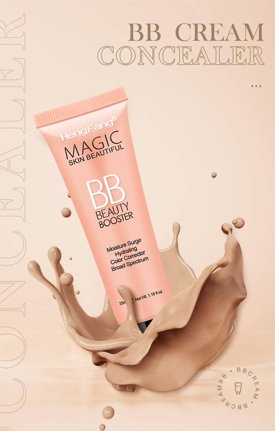 Shein - Moisturizing Bb Cream, Hydrating Color Corrector Liquid Foundation Breathable Foundation Concealer Cover Under Blemishes & Skin Discoloration - My Store