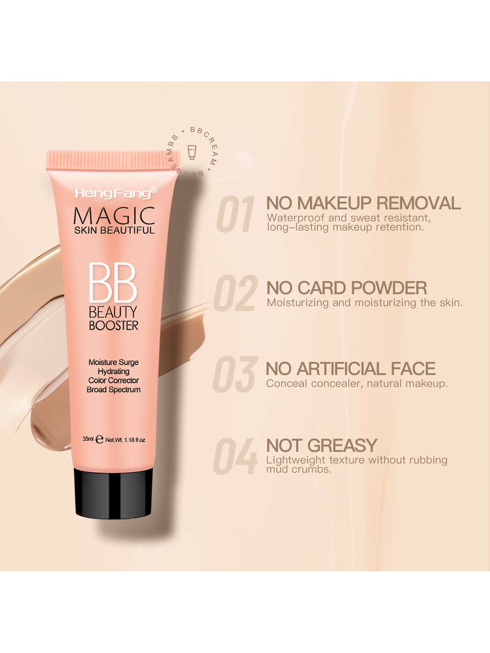 Shein - Moisturizing Bb Cream, Hydrating Color Corrector Liquid Foundation Breathable Foundation Concealer Cover Under Blemishes & Skin Discoloration - My Store