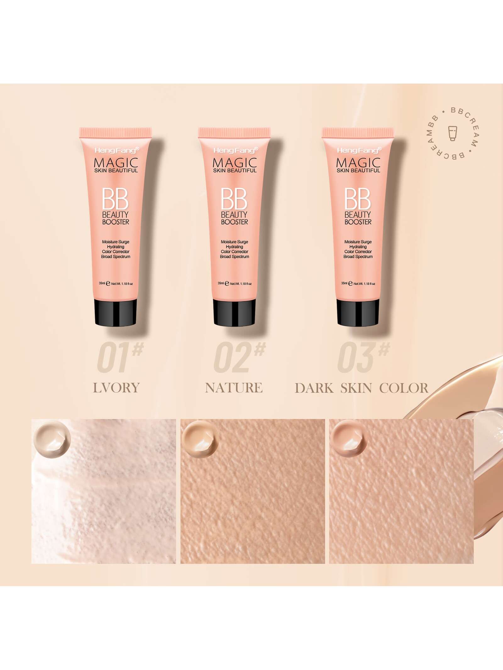 Shein - Moisturizing Bb Cream, Hydrating Color Corrector Liquid Foundation Breathable Foundation Concealer Cover Under Blemishes & Skin Discoloration - My Store