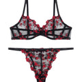 Non Padded Bra Set - Noir Rose - Black