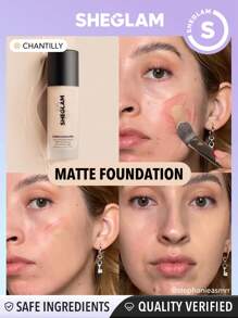 SHEGLAM - Complexion Pro Long Lasting Breathable Matte Foundation-Chantilly Matte Sweat-proof Foundation Oil Control Full Coverage Pore-less Concealer Waterproof Flawless - My Store