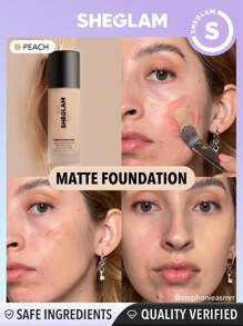 SHEGLAM - Complexion Pro Long Lasting Breathable Matte Foundation-Peach Matte Sweat-proof Foundation Oil Control Full Coverage Pore-less Concealer Waterproof Flawless - My Store