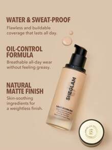 SHEGLAM - Complexion Pro Long Lasting Breathable Matte Foundation-Almond Matte Sweat-proof Foundation Oil Control Full Coverage Pore-less Concealer Waterproof Flawless - My Store