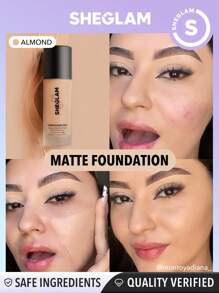 SHEGLAM - Complexion Pro Long Lasting Breathable Matte Foundation-Almond Matte Sweat-proof Foundation Oil Control Full Coverage Pore-less Concealer Waterproof Flawless - My Store