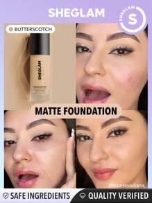 SHEGLAM - Complexion Pro Long Lasting Breathable Matte Foundation-Butterscotch Matte Sweat-proof Foundation Oil Control Full Coverage Pore-less Concealer Waterproof Flawless - My Store
