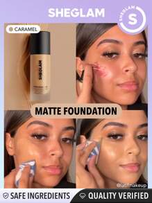 SHEGLAM - Complexion Pro Long Lasting Breathable Matte Foundation-Caramel Matte Sweat-proof Foundation Oil Control Full Coverage Pore-less Concealer Waterproof Flawless - My Store