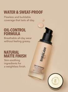 SHEGLAM - Complexion Pro Long Lasting Breathable Matte Foundation-Caramel Matte Sweat-proof Foundation Oil Control Full Coverage Pore-less Concealer Waterproof Flawless - My Store