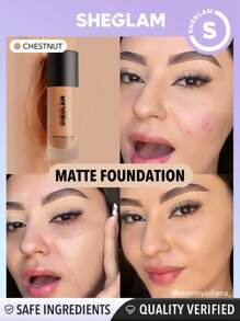 SHEGLAM - Complexion Pro Long Lasting Breathable Matte Foundation-Chestnut Matte Sweat-proof Foundation Oil Control Full Coverage Pore-less Concealer Waterproof Flawless - My Store