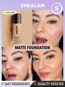 SHEGLAM - Complexion Pro Long Lasting Breathable Matte Foundation-Golden Matte Sweat-proof Foundation Oil Control Full Coverage Pore-less Concealer Waterproof Flawless - My Store