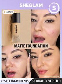 SHEGLAM - Complexion Pro Long Lasting Breathable Matte Foundation-Honey Matte Sweat-proof Foundation Oil Control Full Coverage Pore-less Concealer Waterproof Flawless - My Store